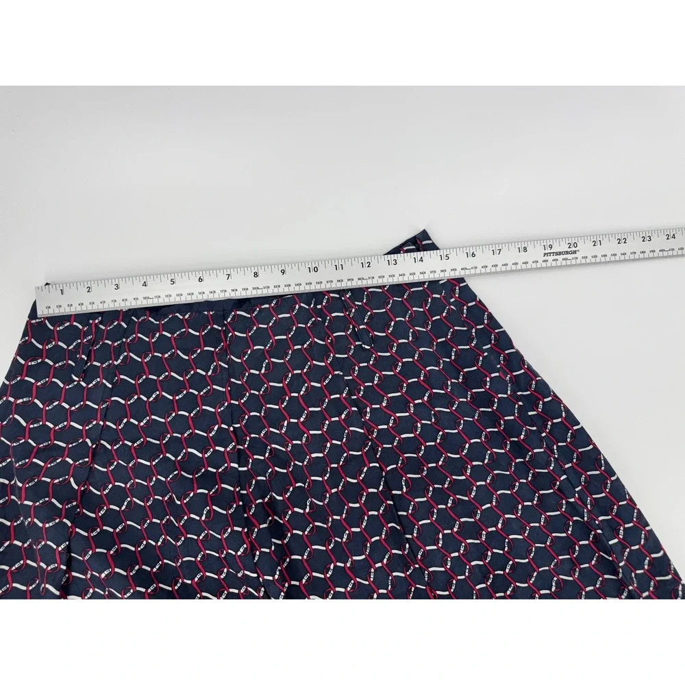 Talbots Pure Silk A-Line Skirt Navy Red Geometric Chain Link Print Size 8 - Picture 7 of 8